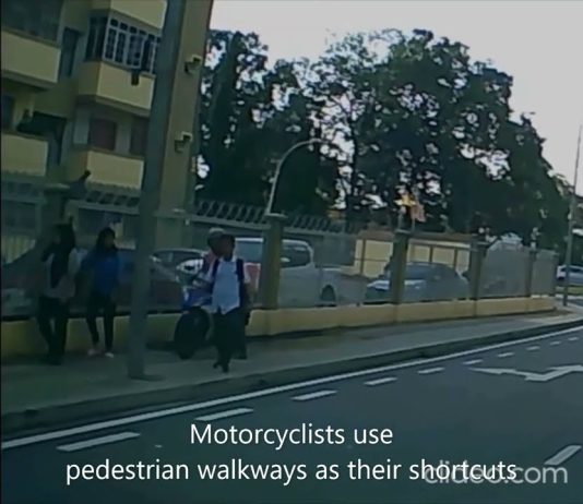 Motorcyclists Using Pedestrian Walkways as Shortcut