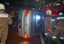 Two Senior Citizens Injured After Car Skids along Persiaran Tujuan