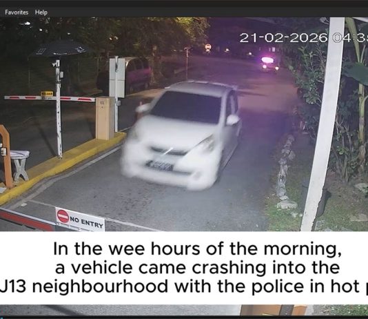 USJ13 Residents Jolted Awake As Myvi Crashes Through Guardhouse Barrier In Pre-Dawn Police Chase
